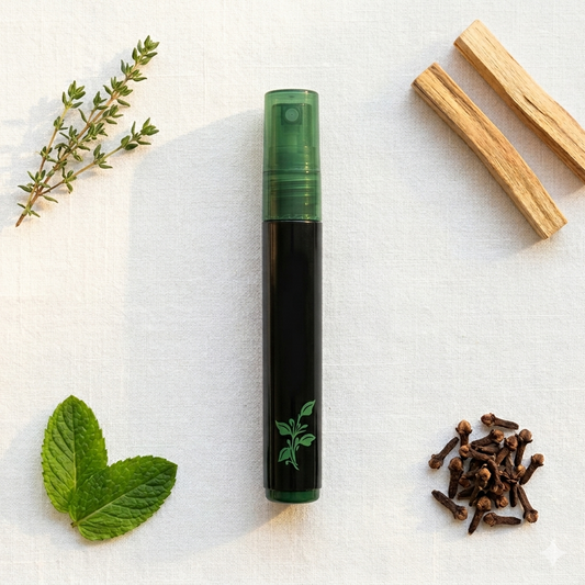 The Tick Defender Spray - natural green bottle with herbs